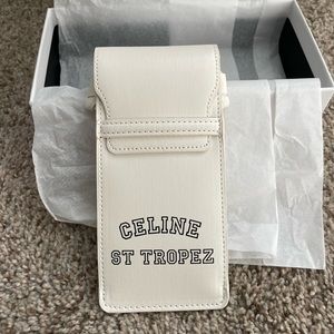 Celine St. Tropez white leather phone pouch (new never worn with box)